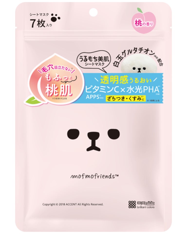 モフモフフレンズ　桃肌シートマスク / 明色