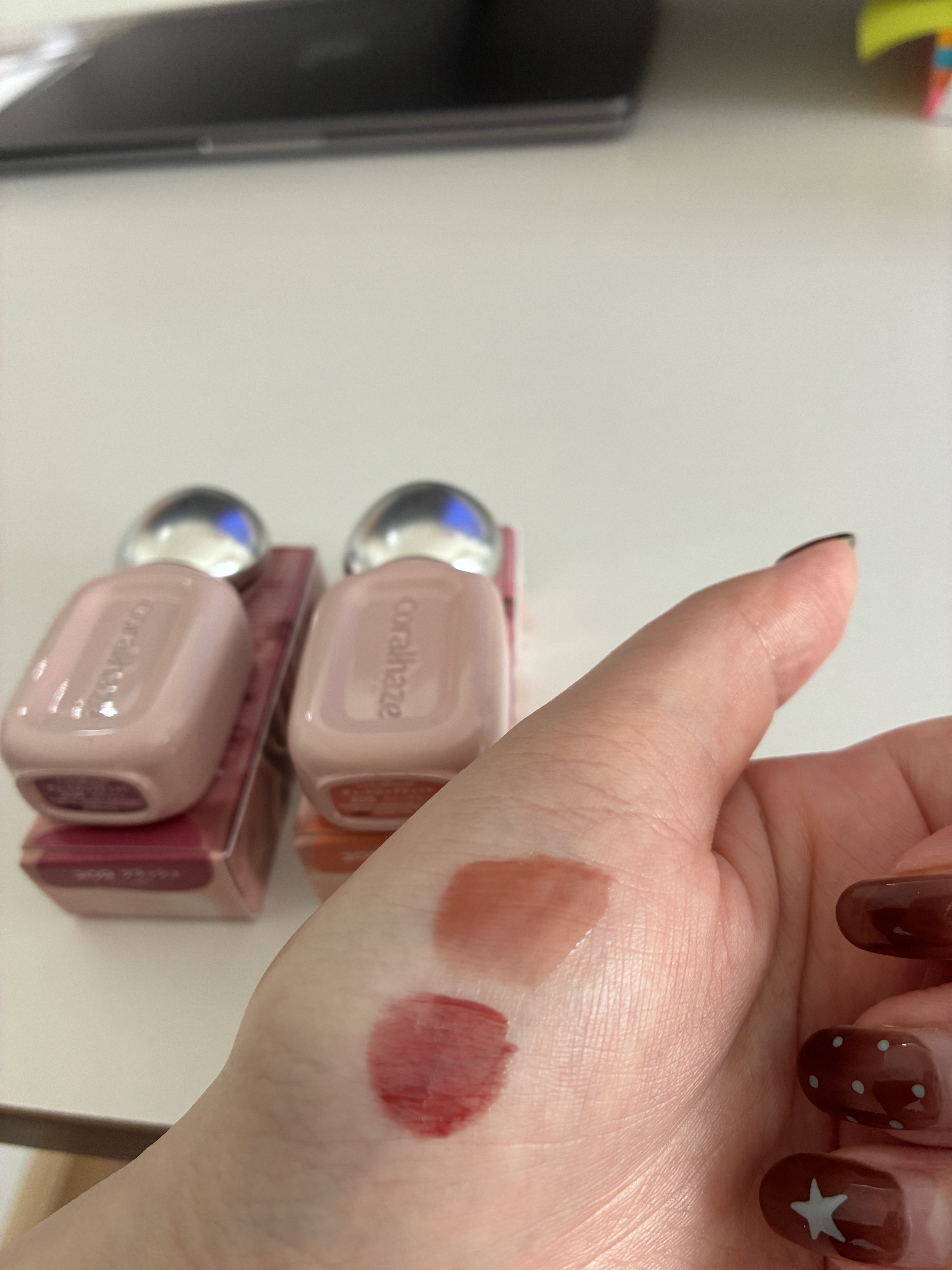 デュー ドロップ ティント 205 ハニーデュー/Coralhaze/リップティントを使ったクチコミ（3枚目）