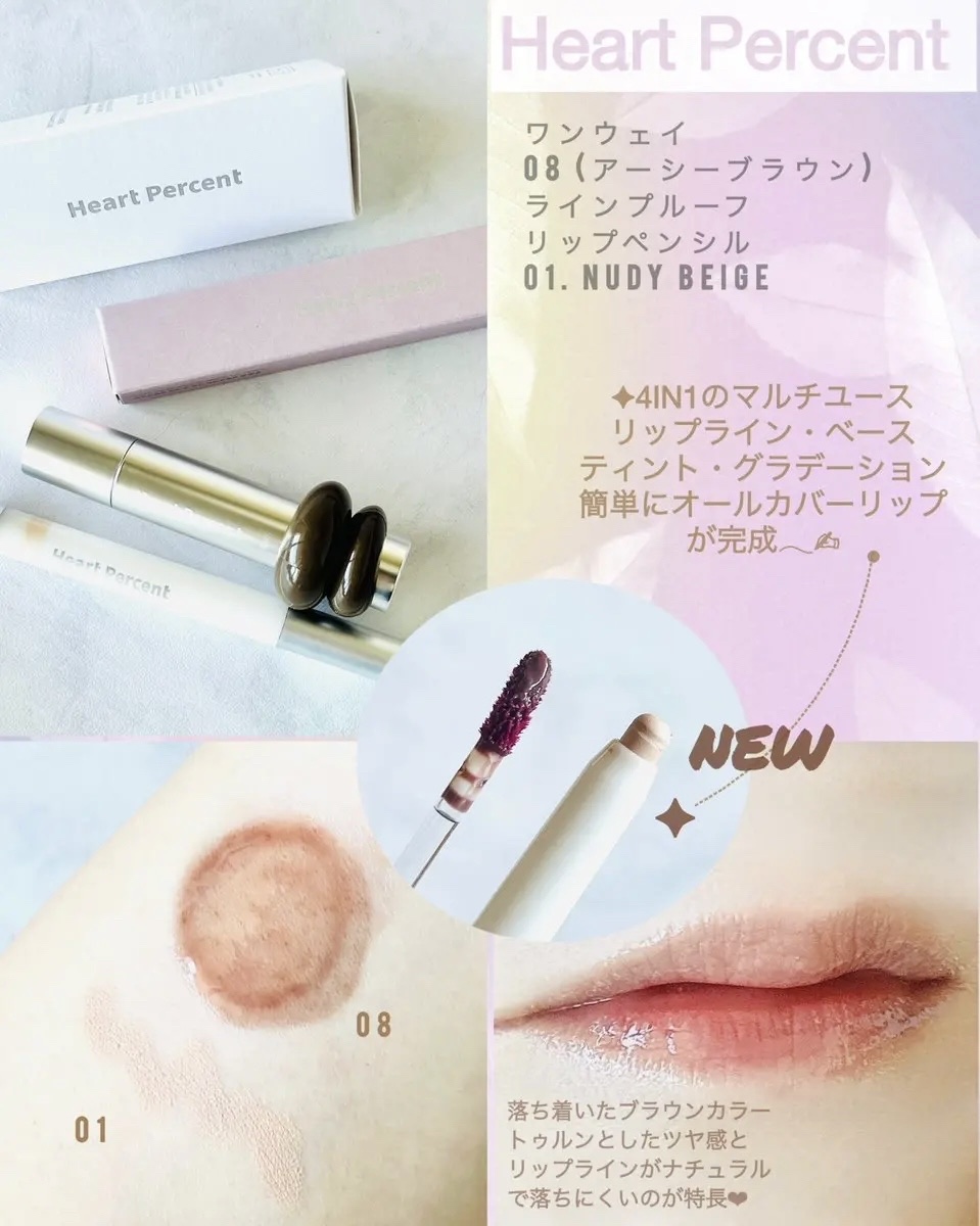 ドットオンムードワンウェイグロイティント 08 アーシー・ブラウン/Heart Percent/リップティントを使ったクチコミ（3枚目）
