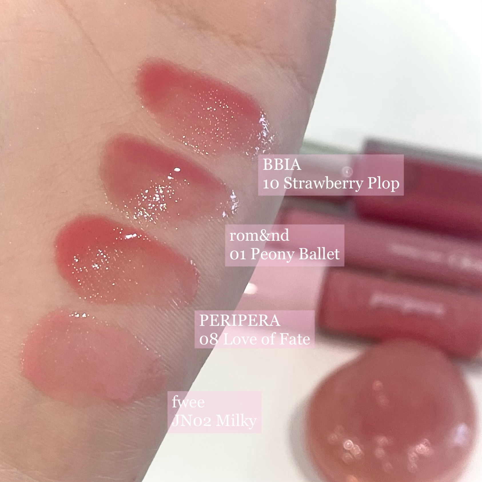 フィー リップアンドチーク グローイジェリーポット JN02 ミルキー/fwee/リップグロスを使ったクチコミ（2枚目）