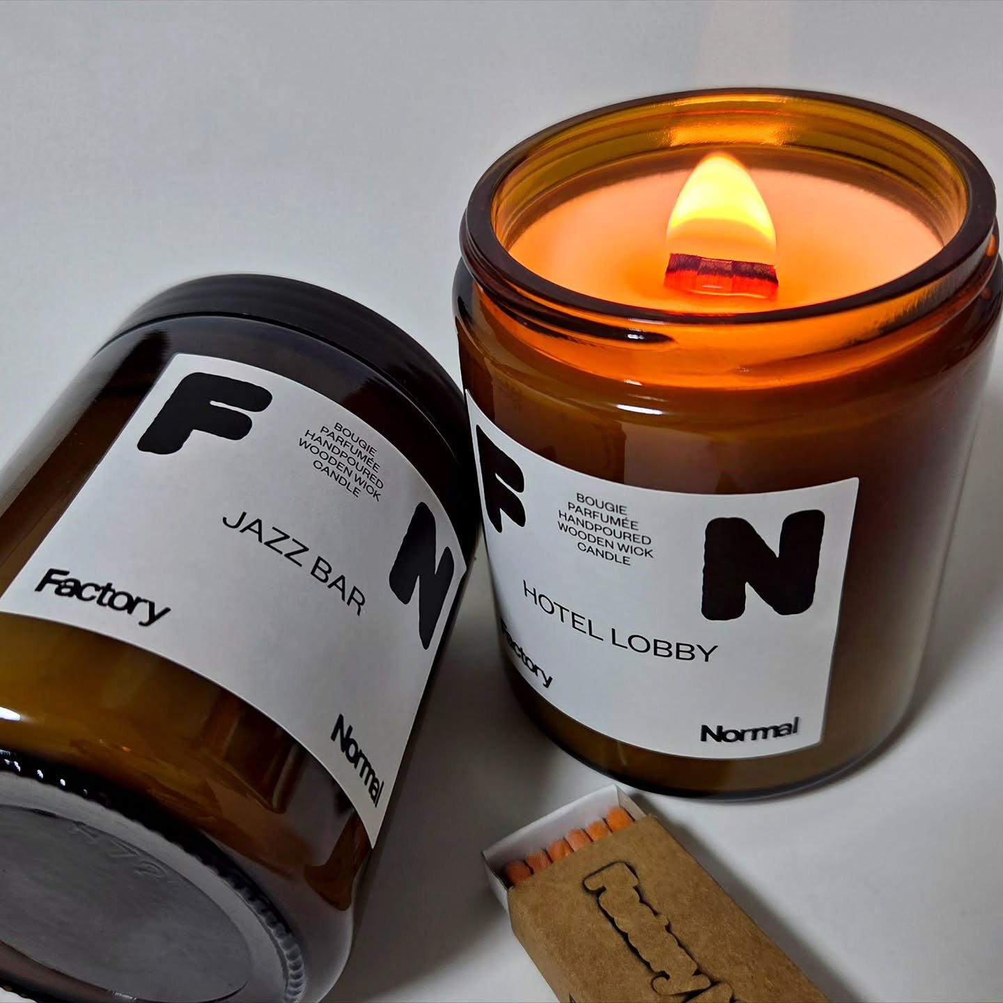 茶色い瓶 ウッド芯 キャンドル HOTELLOBBY/Factory Normal/アロマキャンドルを使ったクチコミ（1枚目）