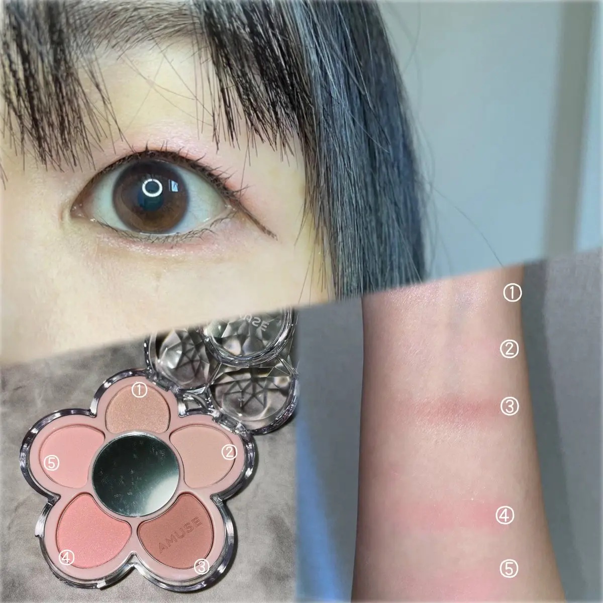 フローラアイパレット 02 ローズリーナ/AMUSE/アイシャドウを使ったクチコミ（2枚目）