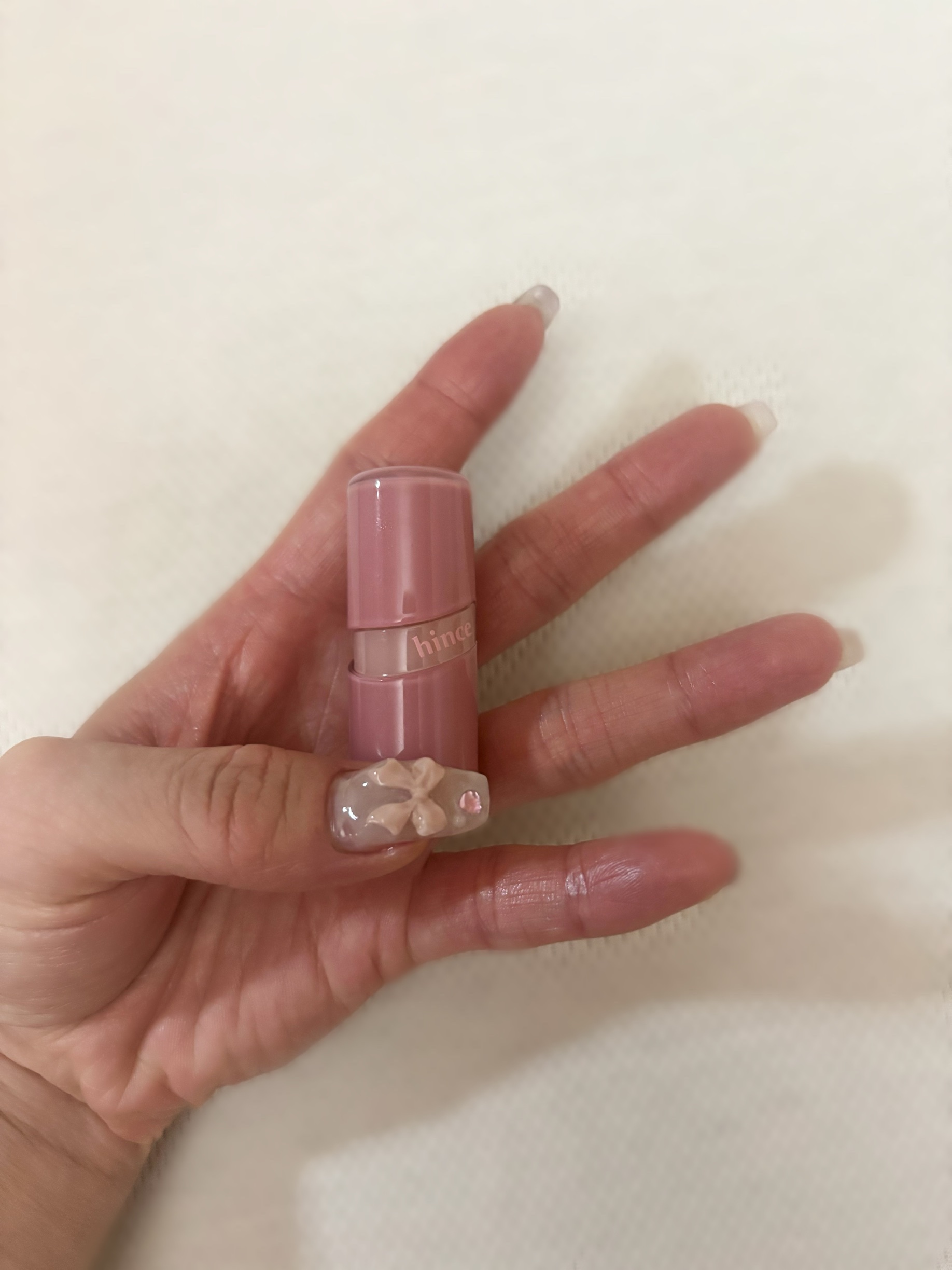 ロウグロウジェルティント R018 レアピーチ（ミニ）/hince/リップティントを使ったクチコミ（2枚目）