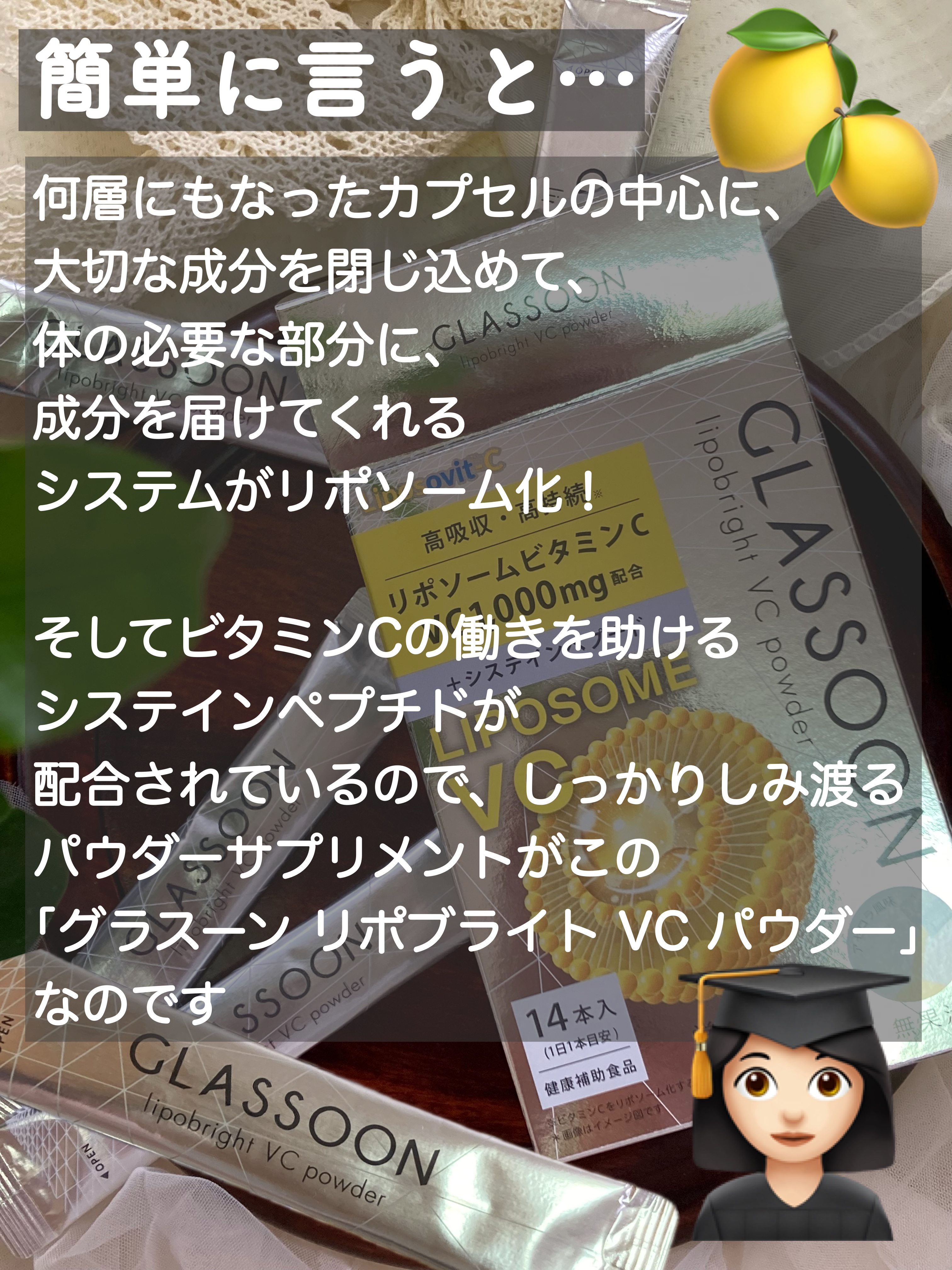 グラスーン　リポブライト　ＶＣパウダー/GLASSOON/美容サプリメントを使ったクチコミ（3枚目）