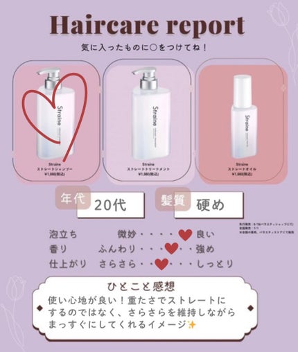 ストレートシャンプー/ストレートトリートメント ホワイトブロッサムの香り/Straine/市販シャンプーを使ったクチコミ(2枚目)