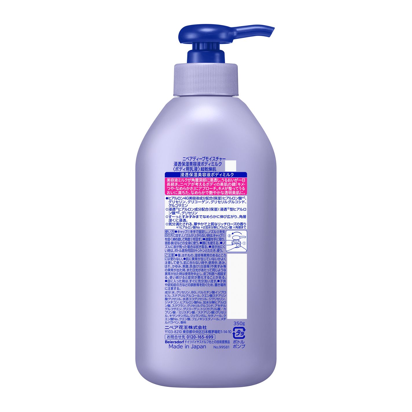 ニベア ルーセントビューティ ディープモイスチャー 浸透保湿美容液ボディミルク リッチローズの香り 350g