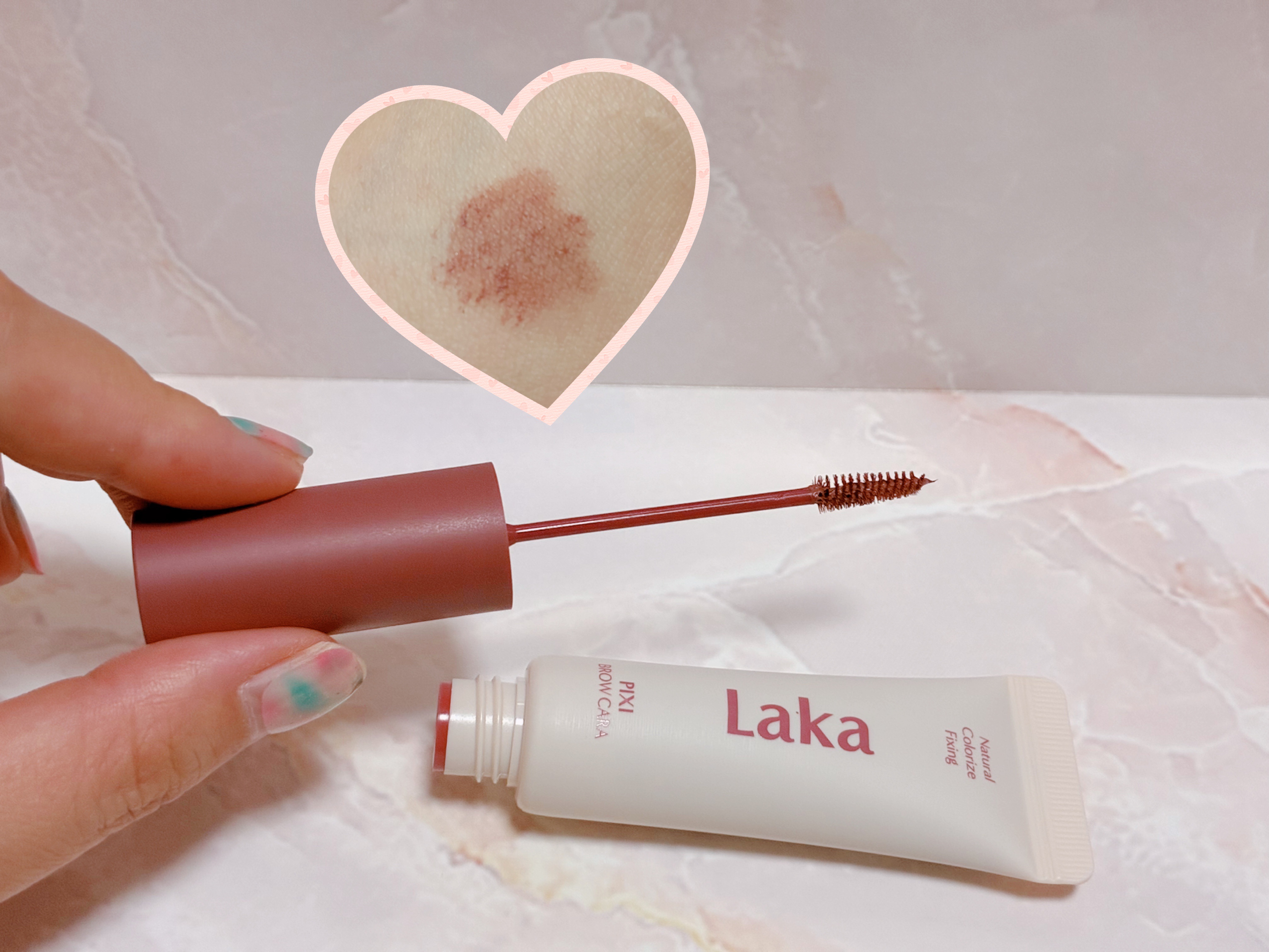 ラカ ピクシーブロウカラ 06 ローズバーガンディ/Laka/眉マスカラを使ったクチコミ（2枚目）