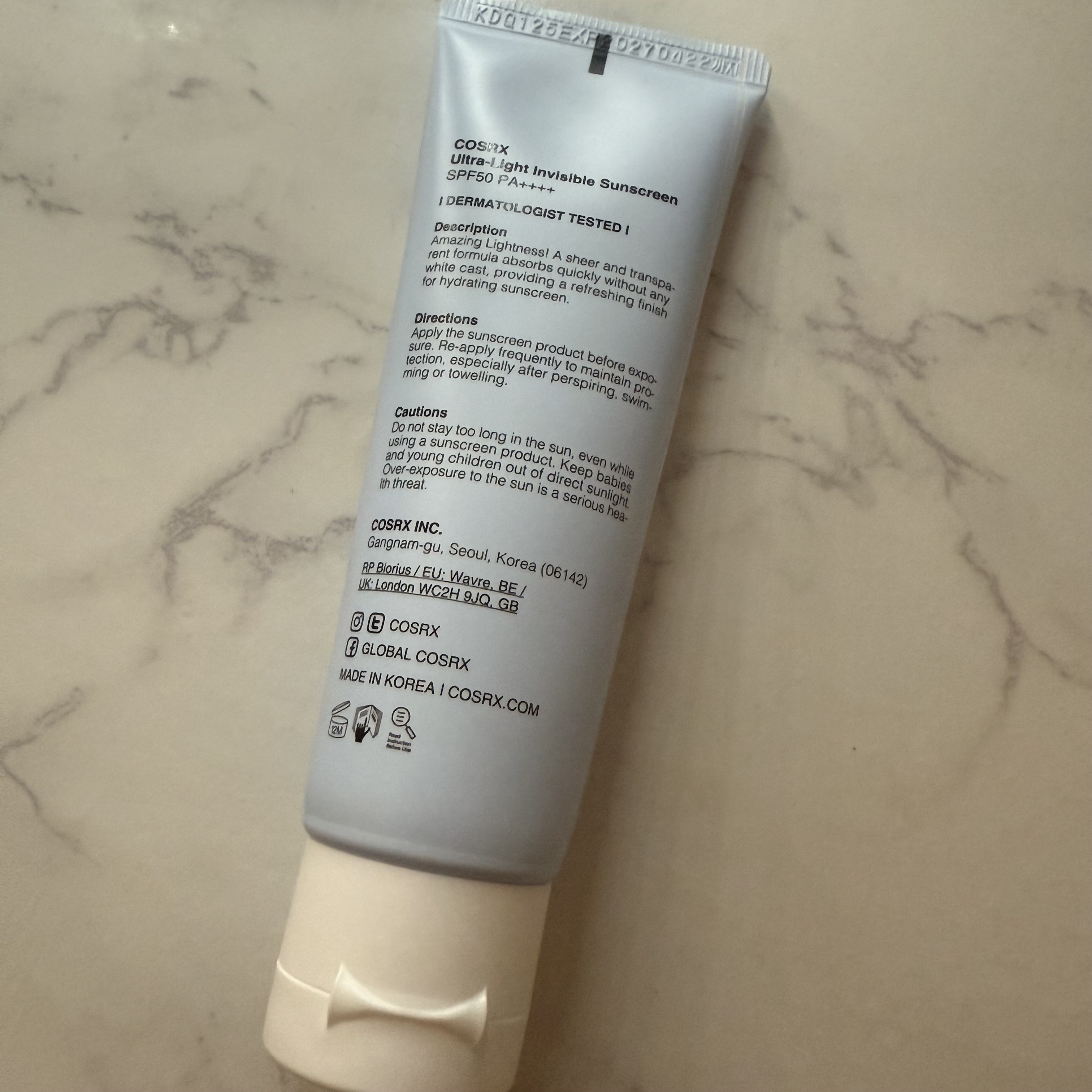 ウルトラライト透明UVクリーム/COSRX/日焼け止めクリームを使ったクチコミ（2枚目）