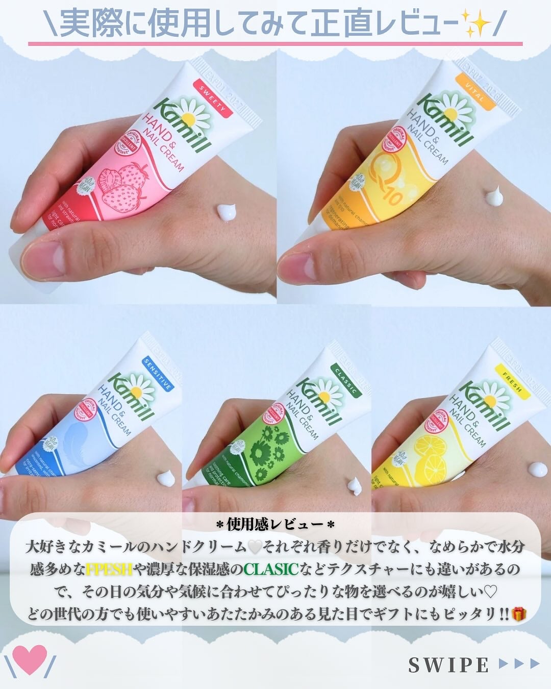 ハンド&ネイルクリームミニ 企画セット30ml*5/カミール/その他キットセットを使ったクチコミ(4枚目)