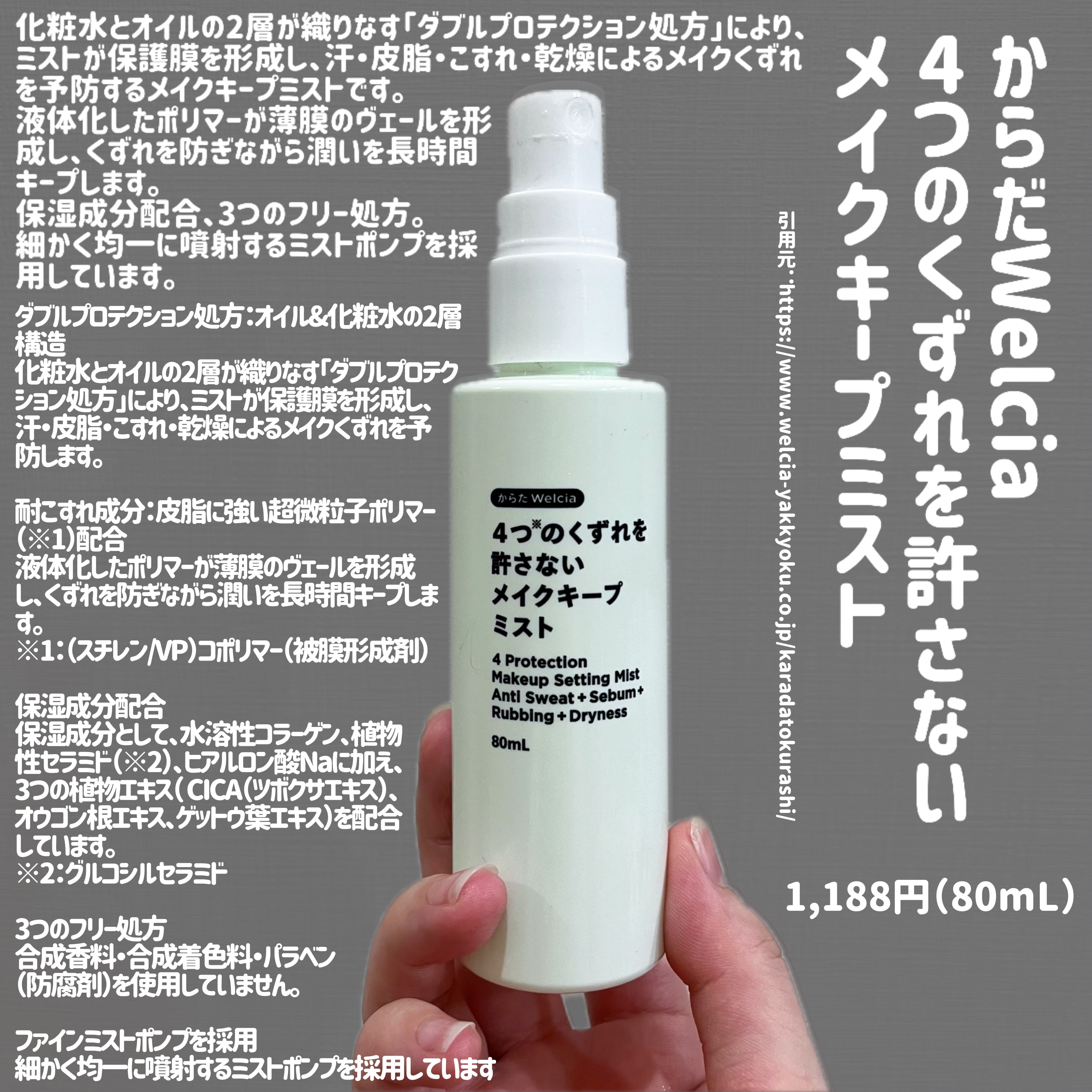 4つのくずれを許さないメイクキープミスト/からだWelcia・くらしWelcia/ミスト状化粧水を使ったクチコミ（1枚目）