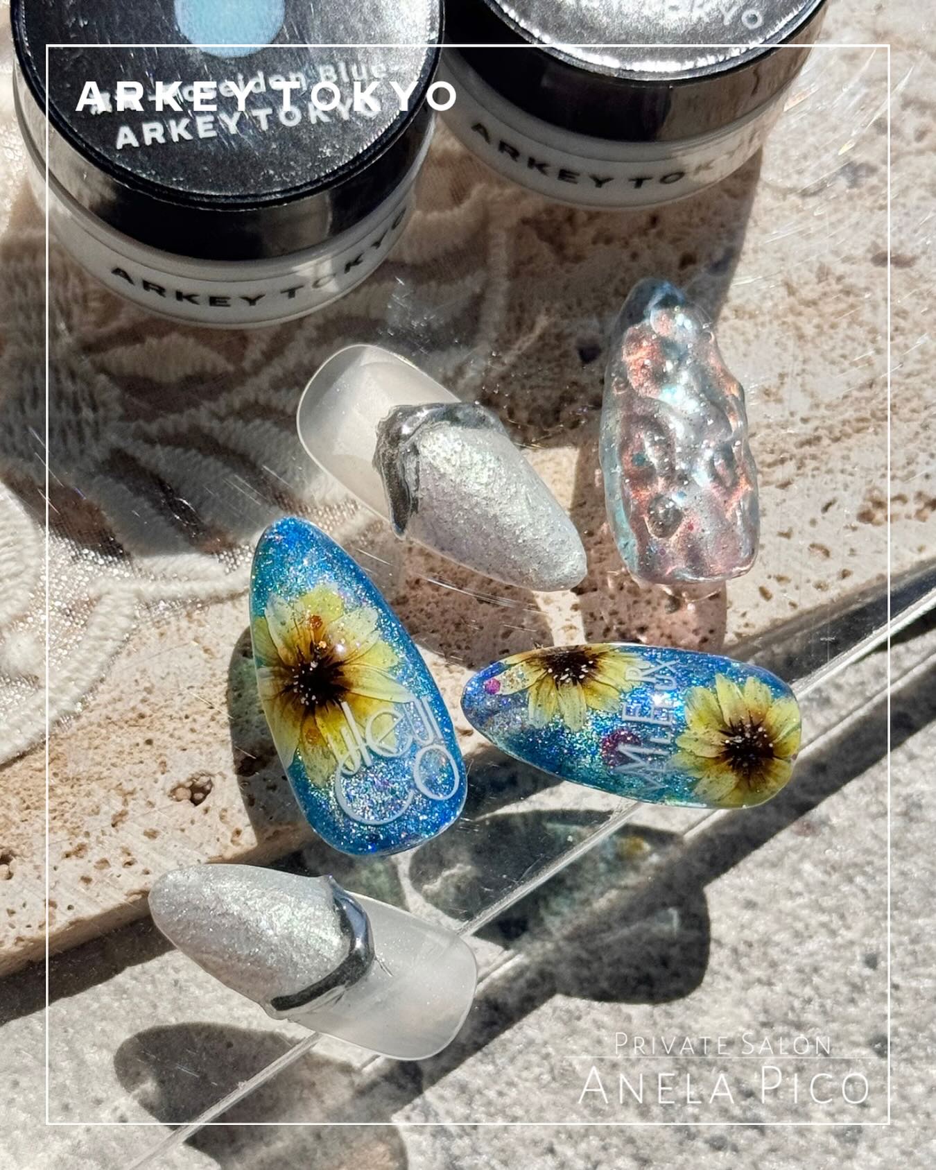 #ネイル,#ジェルネイル,#夏ネイル,#ヒマワリネイルのネイルデザイン