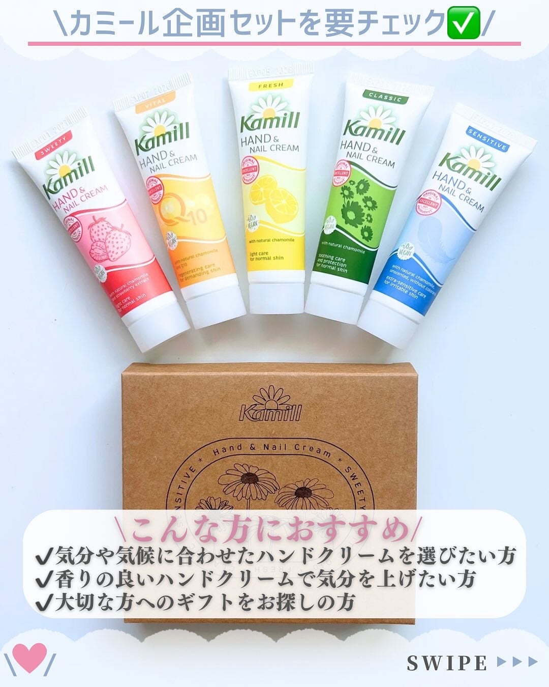 ハンド&ネイルクリームミニ 企画セット30ml*5/カミール/その他キットセットを使ったクチコミ(5枚目)