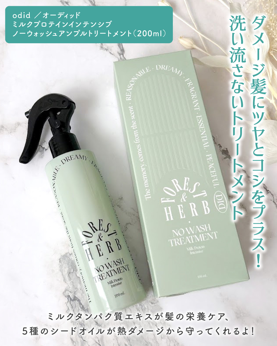 ミルクプロテインインテンシブ ノーウォッシュアンプルトリートメント  フローリストガーデン/odiD/ヘアミルクを使ったクチコミ（2枚目）