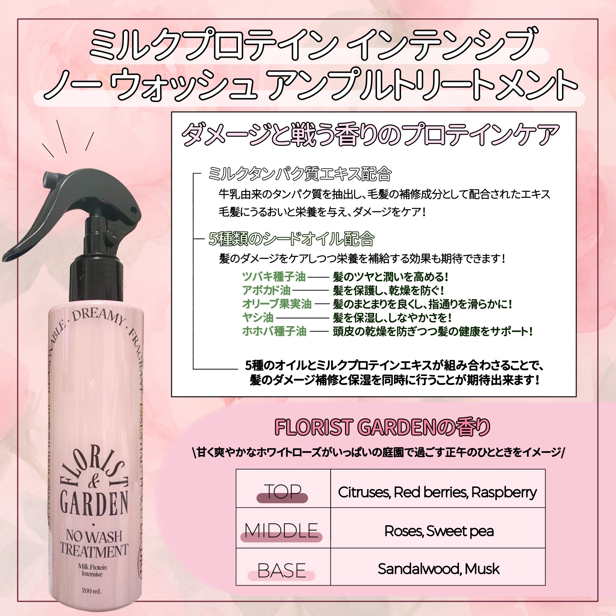 ミルクプロテインインテンシブ ノーウォッシュアンプルトリートメント  フローリストガーデン/odiD/ヘアミルクを使ったクチコミ（2枚目）