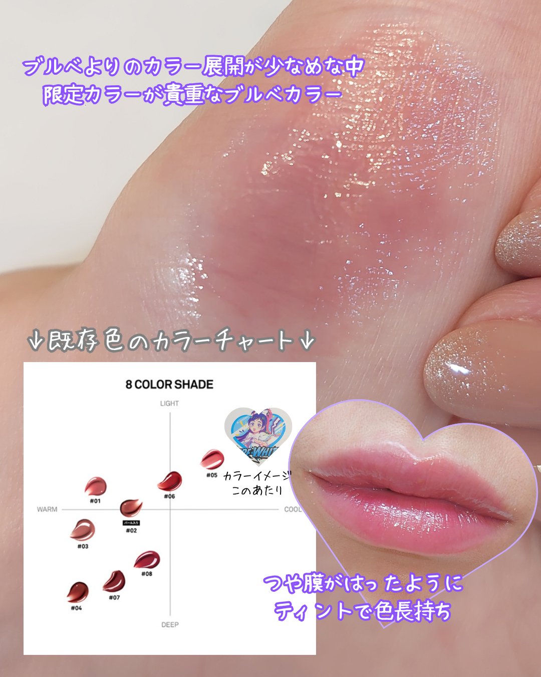 ネーミング グロウ ハートリップティント NP02（コラボカラー・数量限定）/NAMING./リップティントを使ったクチコミ（3枚目）