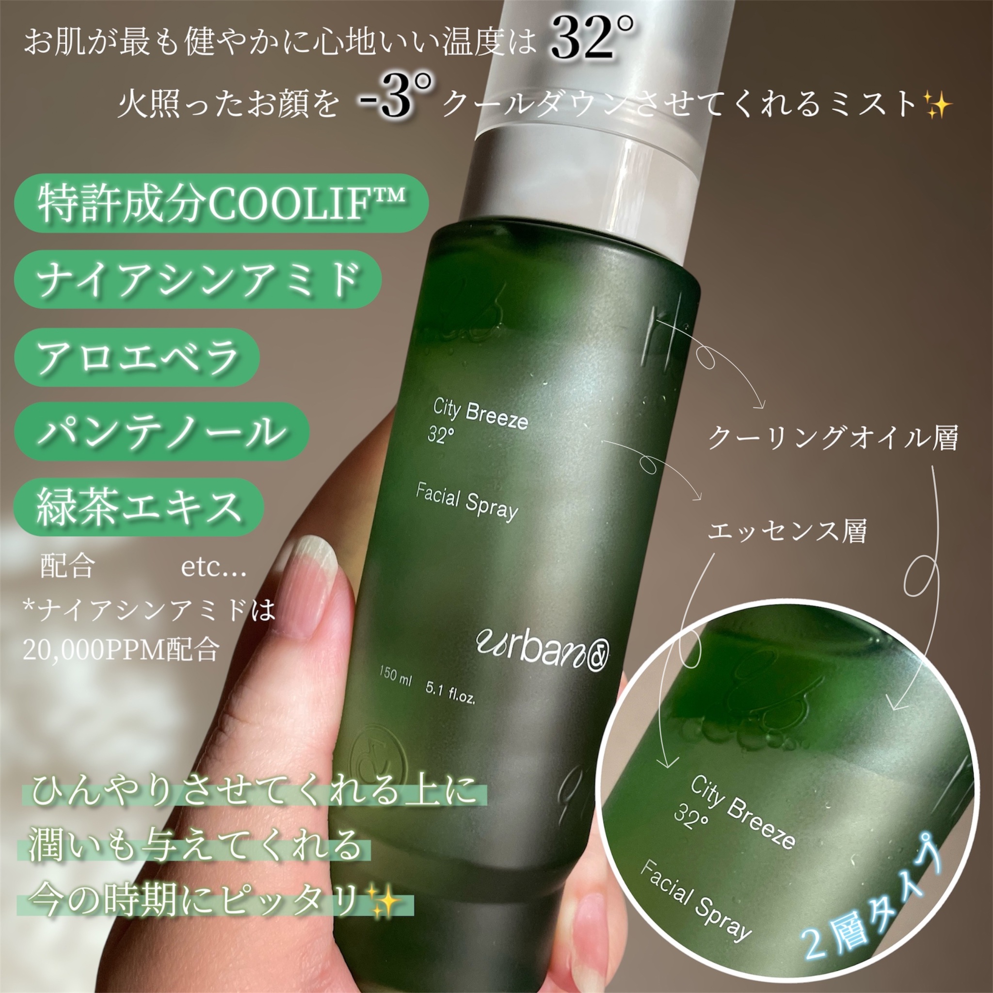 シティブリーズ32度フェイシャルスプレー/urbanand/その他スキンケアを使ったクチコミ（2枚目）