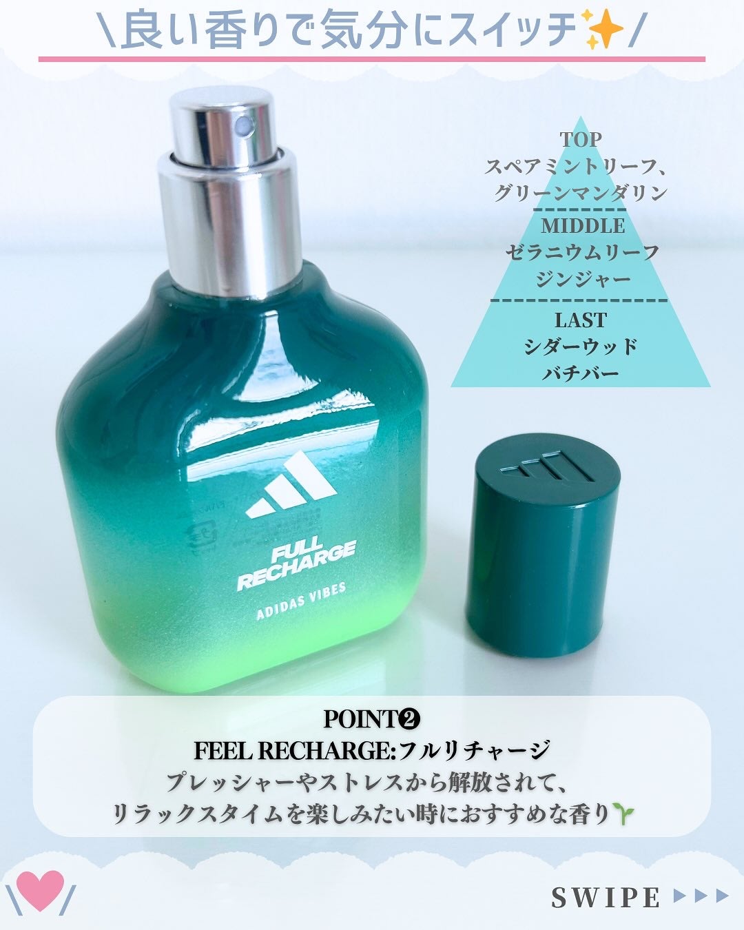 アディダス バイブス オードパルファム フルリチャージ/adidas/香水(その他)を使ったクチコミ(3枚目)