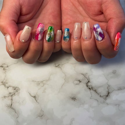 #海映えラメネイル,#ネイル,#ニュアンスネイル,#ジェルネイル,#ギャルネイル,#ネイル,#城陽ネイルのネイルデザイン