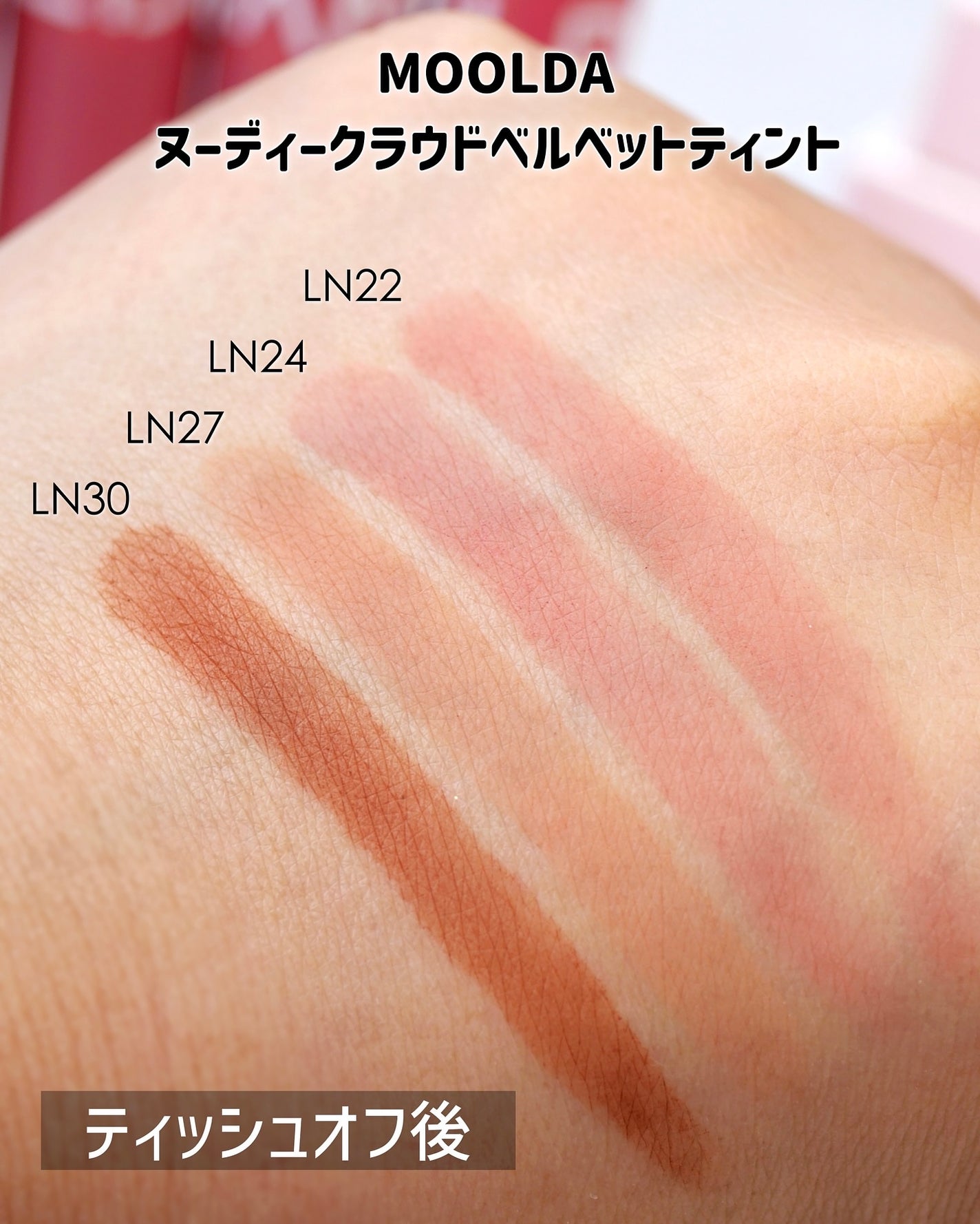ヌーディクラウドベルベットティント/MOOLDA/リップティントを使ったクチコミ(4枚目)