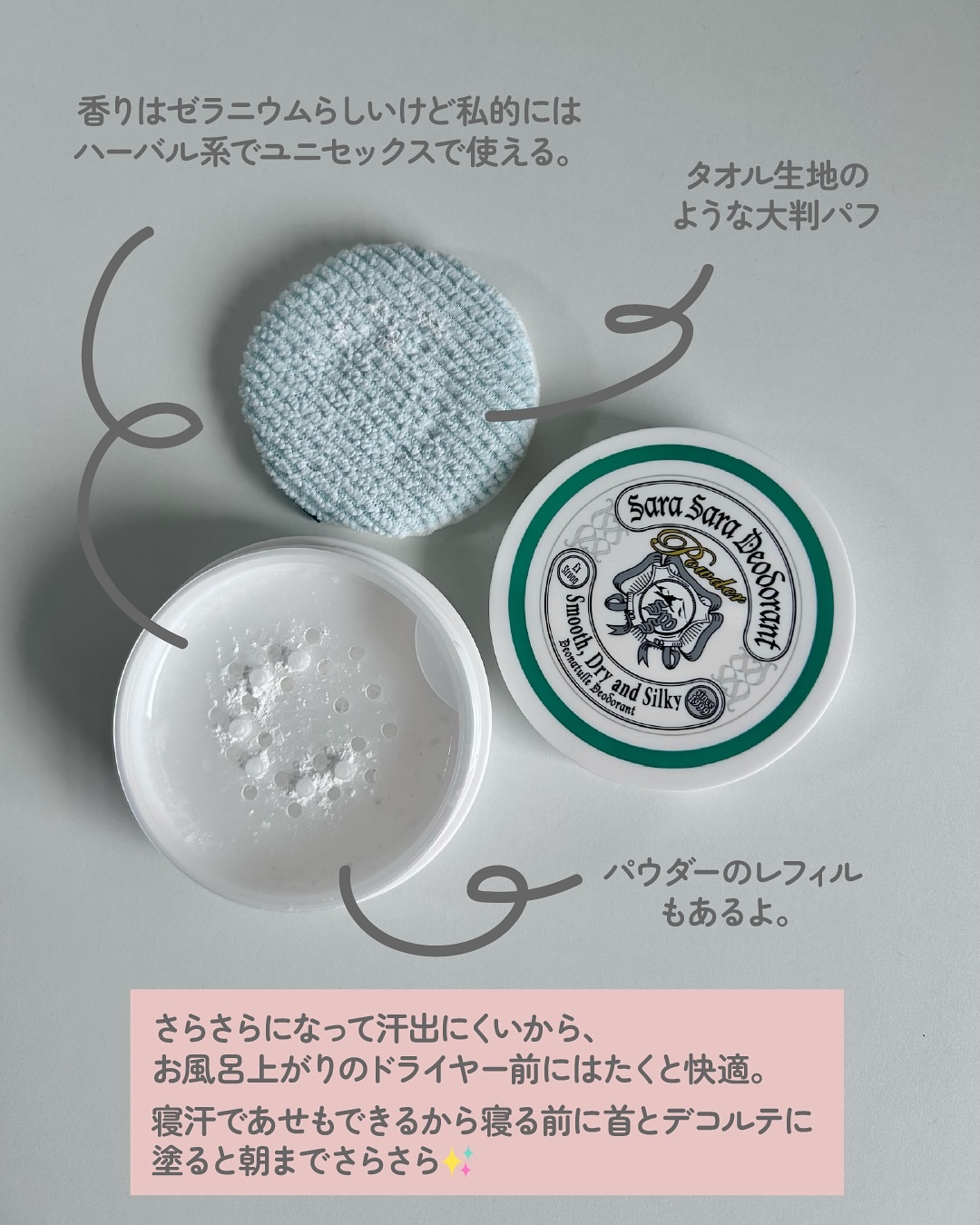 薬用さらさらデオドラントパウダー つめかえ用/デオナチュレ/デオドラント・制汗剤を使ったクチコミ（3枚目）