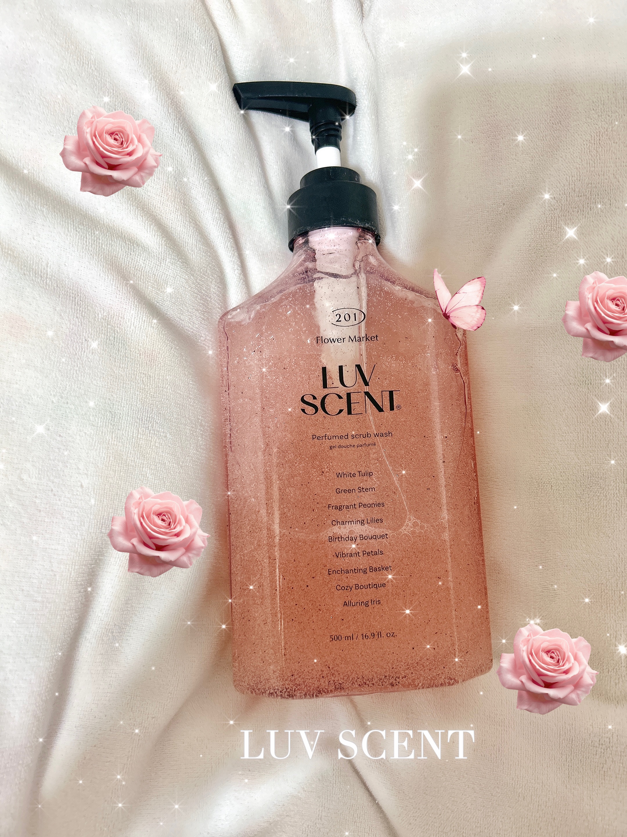 スクラブボディウォッシュ フラワーマーケット ホワイトチューリップ/LUV SCENT/ボディスクラブを使ったクチコミ（1枚目）