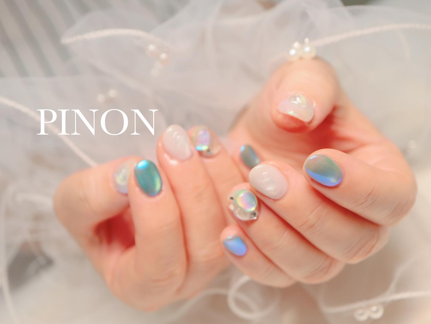 #キラキラネイル,#マグネットネイル,#うるうるネイル,#夏ネイルのネイルデザイン