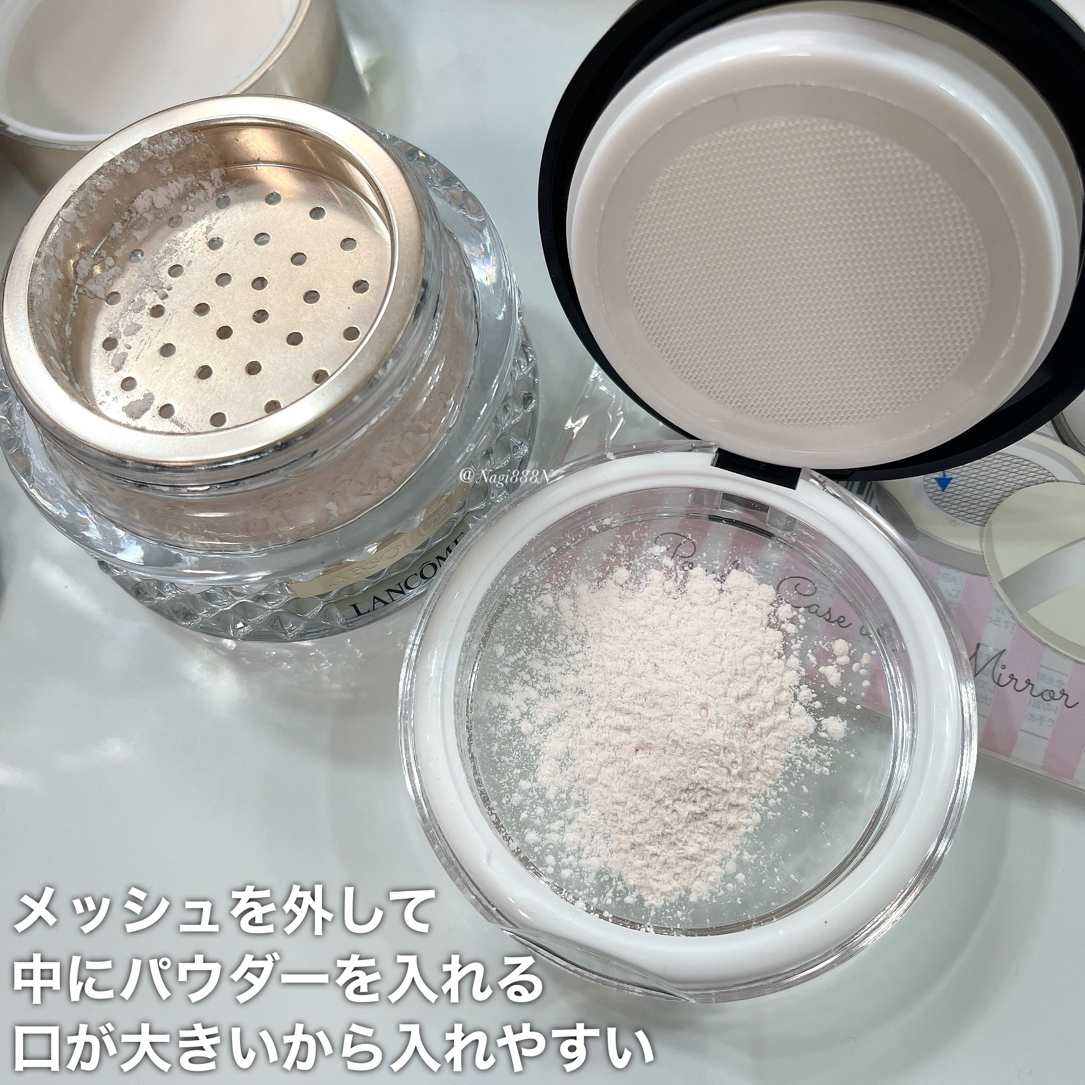 ミラー付きパウダーケース/DAISO/その他化粧小物を使ったクチコミ（2枚目）