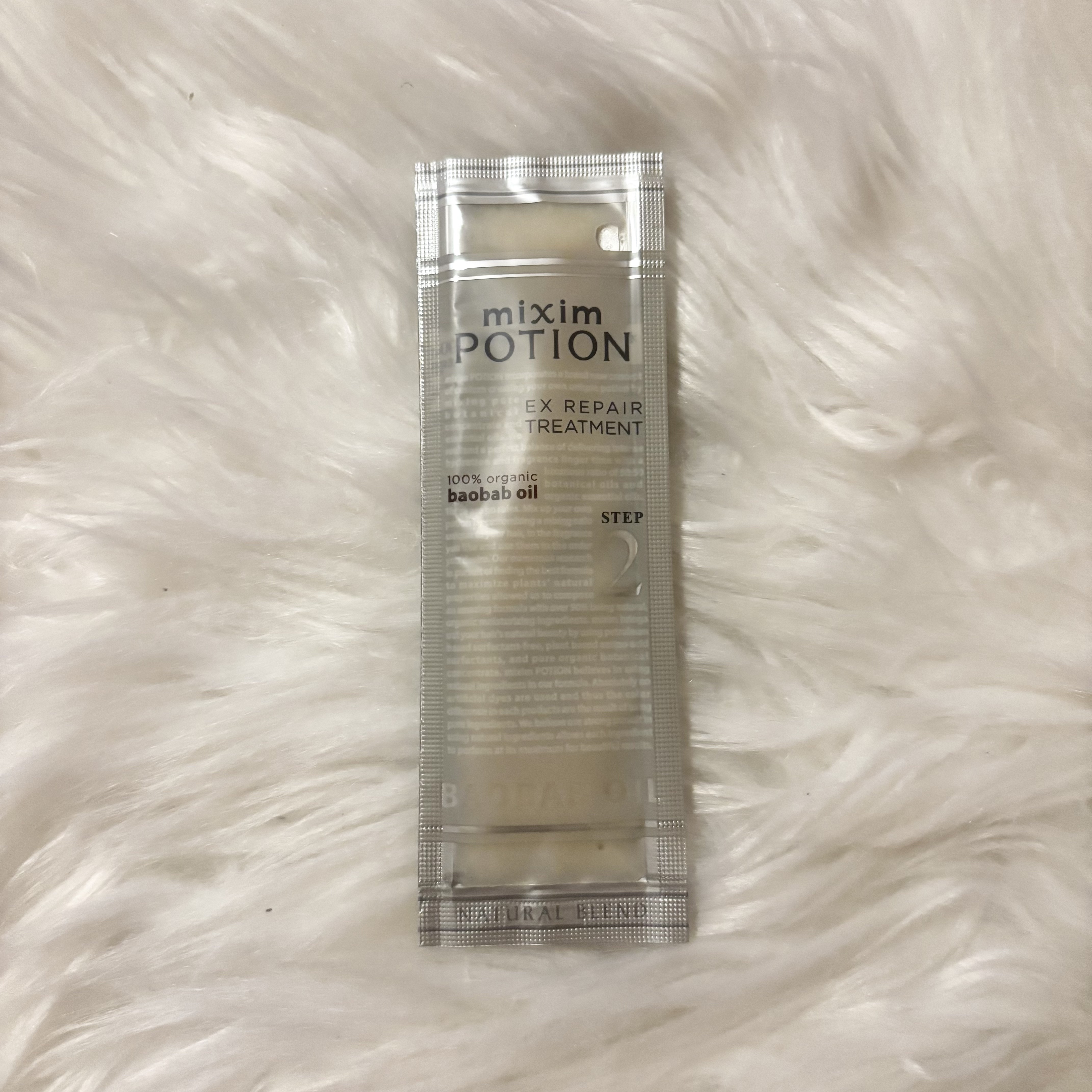 mixim POTION EXリペアシャンプー/トリートメントのクチコミ「🤍mixim POTION：EXリペアトリートメント

Point
☑︎バオバブオイル原液使用.....」（1枚目）