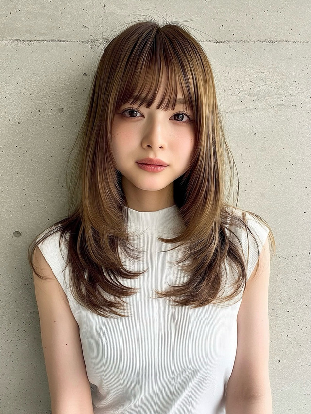 ナチュラルテイストのセミロング女性