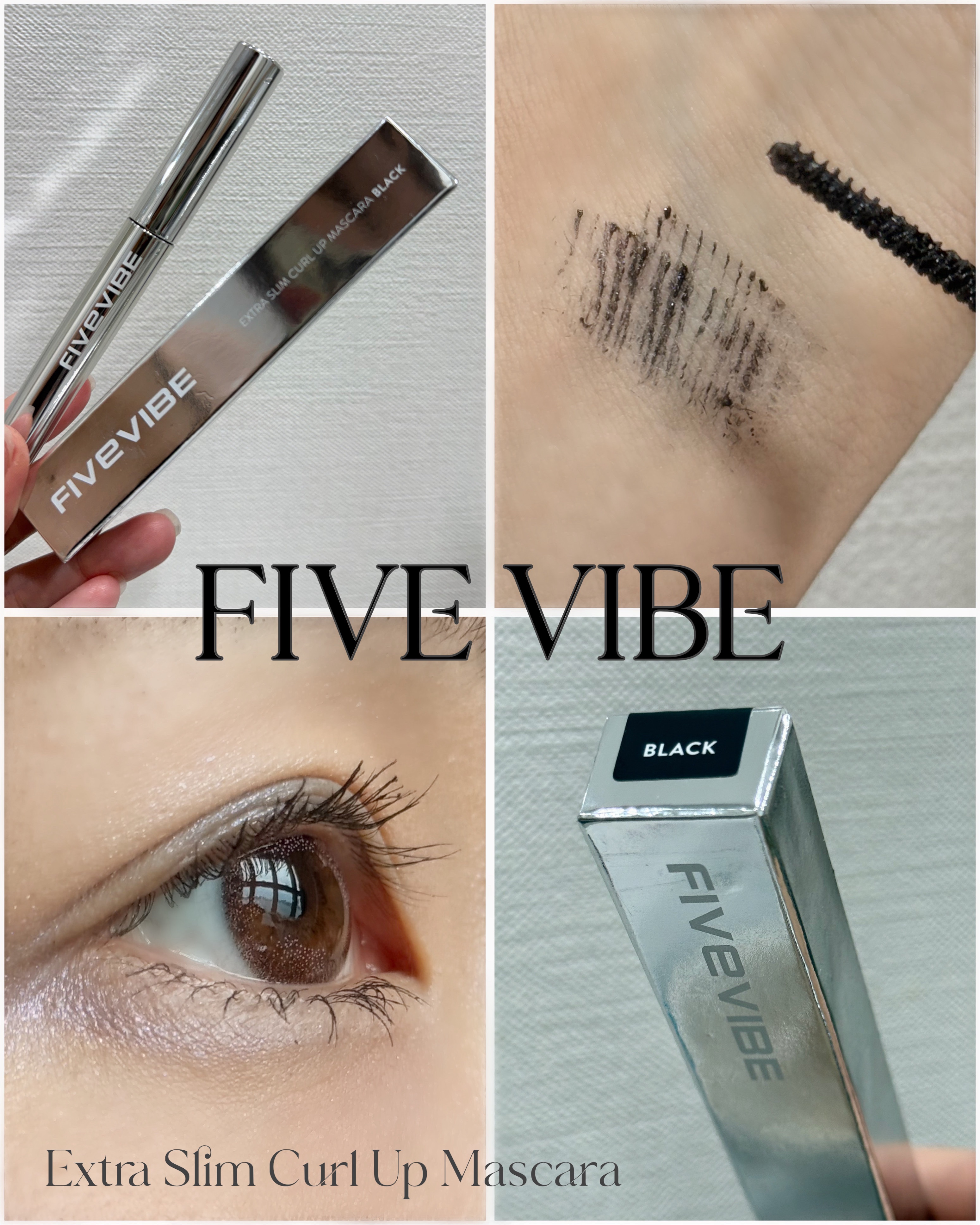 FIVE VIBE
エクストラスリム カールアップマスカラ

🖤BLACK🖤
グレーっぽくならない、はっきりと濃密なブラックで印象的な目元に✨
繊細な仕上がり&上向きまつ毛が良い感じ😭


微細パウダー配合のジェルフォーミュラで、なめ