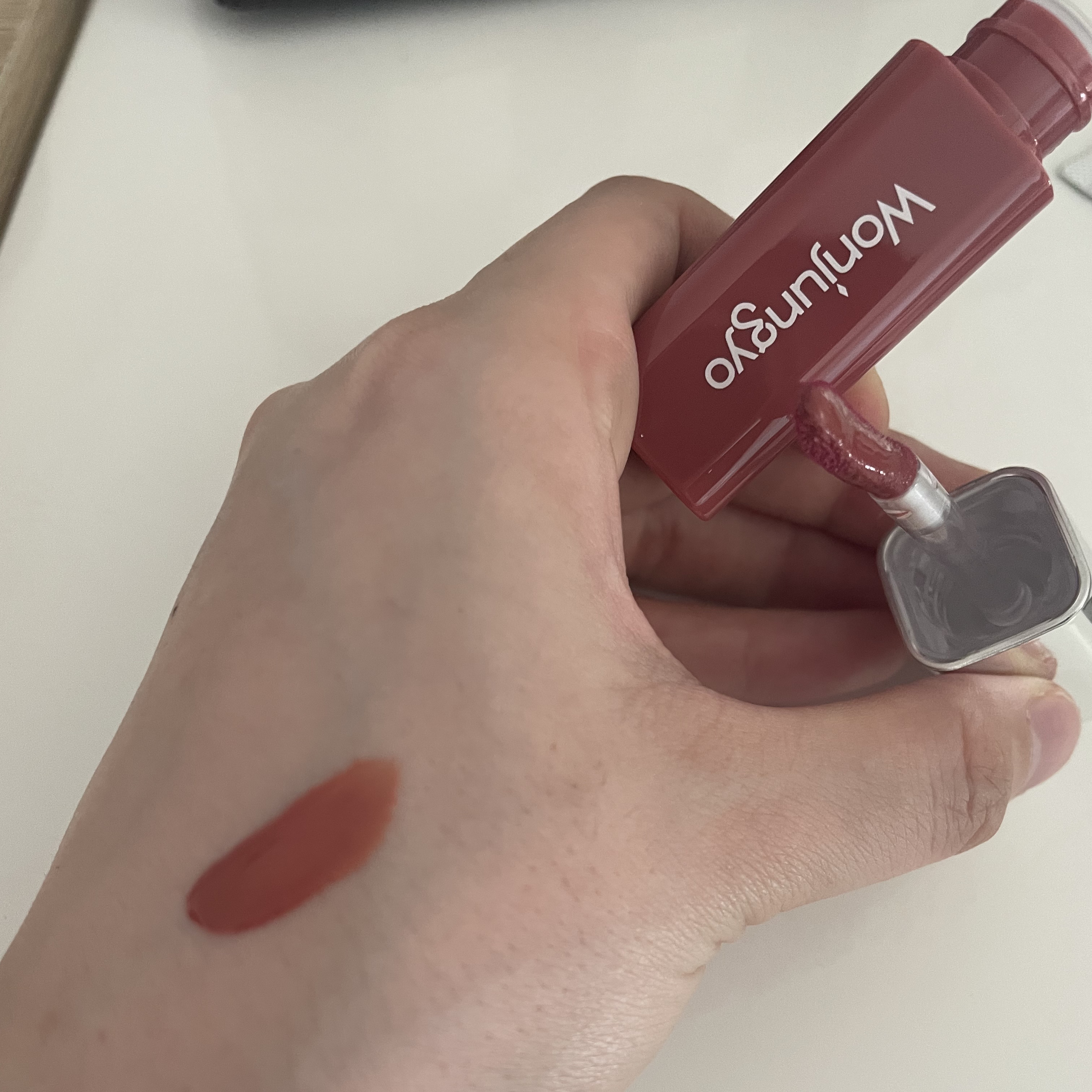 ウォンジョンヨ　キャンディーグロウティント 02 リッチキャラメル/Wonjungyo/リップティントを使ったクチコミ（1枚目）