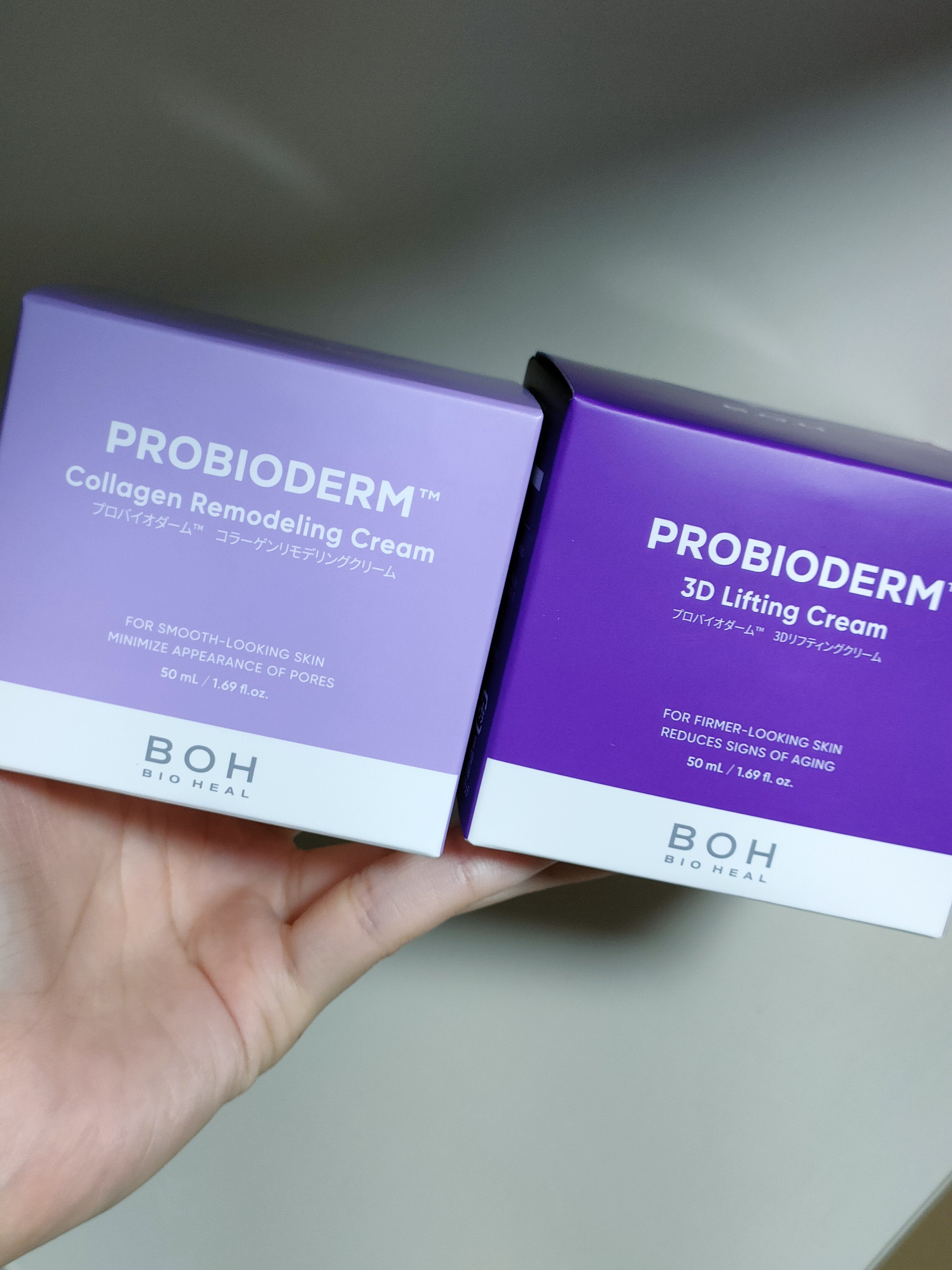 📦【BOH｜プロバイオダーム クリーム 2種 比較レビュー】
混合肌が実際に使ってみた正直レポ✍️

💜 Collagen Remodeling Cream（左・ラベンダー）
🧴 毛穴＆なめらか肌ケア

こっくりテクスチャーだけど、塗