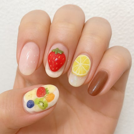 #フルーツネイル,#パフェネイル,#夏ネイル,#スイーツネイル,#ハンドネイル,#セルフネイル,#カラフルネイル,#可愛いネイル,#海映えラメネイルのネイルデザイン