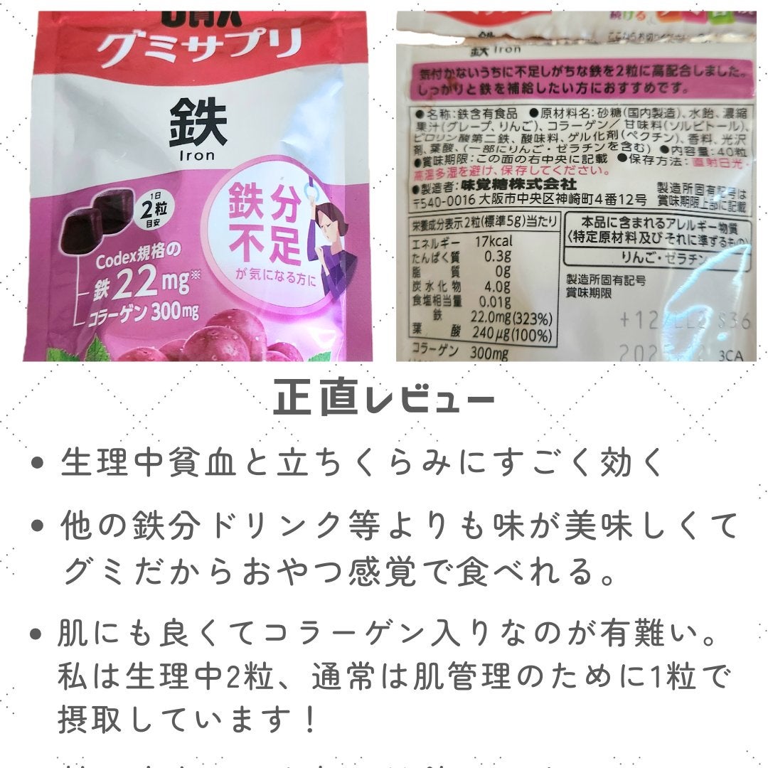 グミサプリ鉄/UHA味覚糖/健康サプリメントを使ったクチコミ(4枚目)