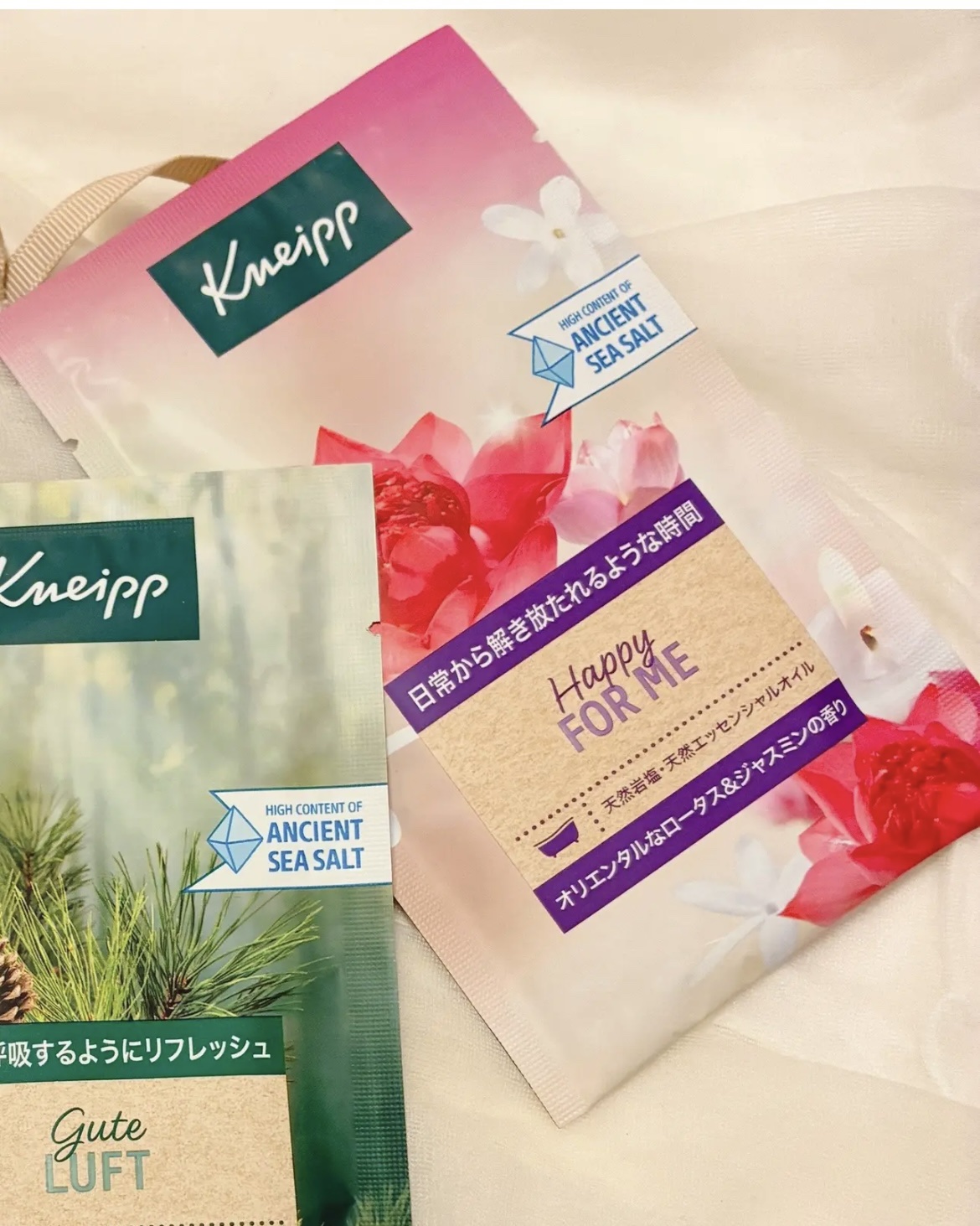 バスソルト ハッピーフォーミー ロータス＆ジャスミンの香り 50g/クナイプ/無機塩系入浴剤を使ったクチコミ（1枚目）