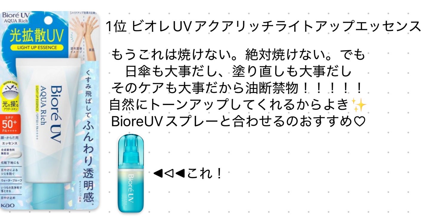 あめ/フォロバする🍬 on LIPS 「個人的おすすめ日焼け止め✨1位は…???フォローといいねよろし..」(5枚目)