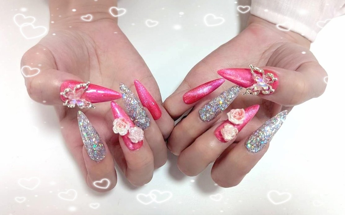 #セルフネイル,#ジェルネイル,#浴衣ネイル,#夏ネイル,#海映えラメネイルのネイルデザイン