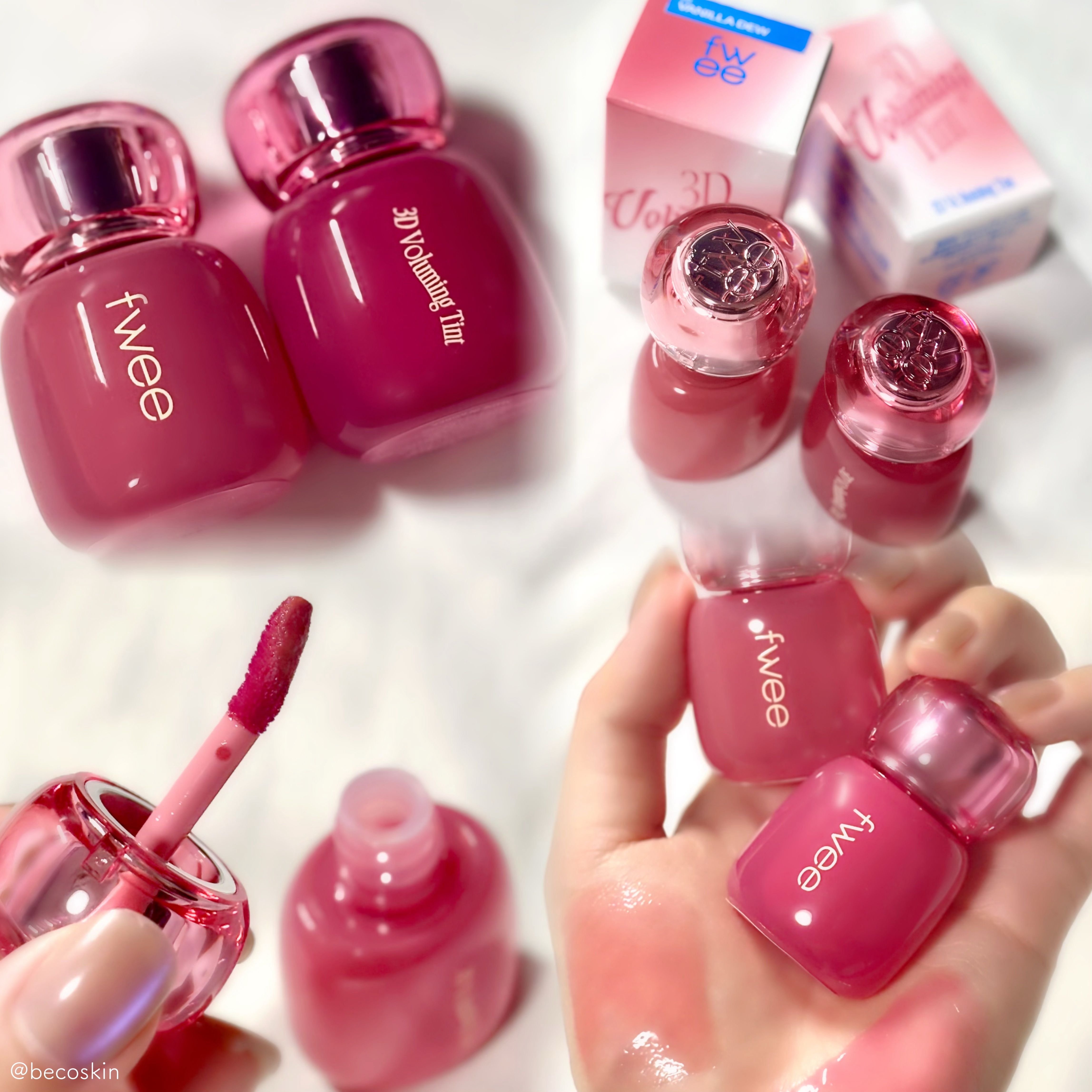 フィー 3Dボリューミングティント 05 ストロベリーポップ/fwee/リップティントを使ったクチコミ（2枚目）