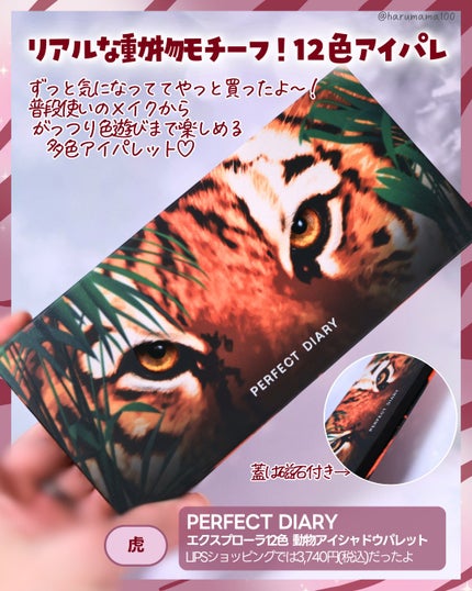 エクスプローラ12色 動物アイシャドウパレット/PERFECT DIARY/アイシャドウパレットを使ったクチコミ(2枚目)