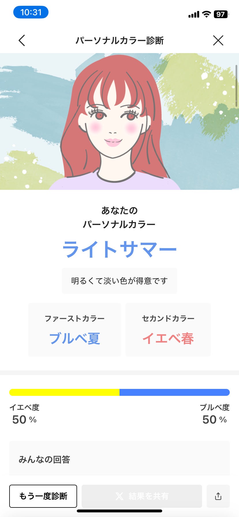 ako on LIPS 「ずっとイエベ春だと思ってたらブルベ夏も合うらしい。どちらも50..」(1枚目)