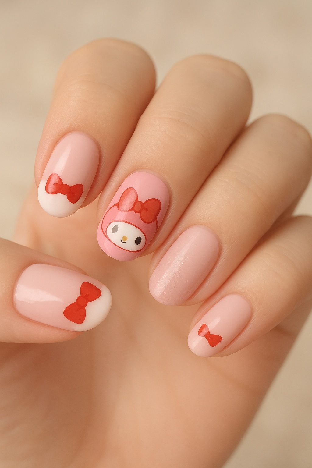 #マイメロネイル,#サンリオネイル,#ガーリーネイル,#セルフネイル,#大人可愛いネイル,#海映えラメネイルのネイルデザイン