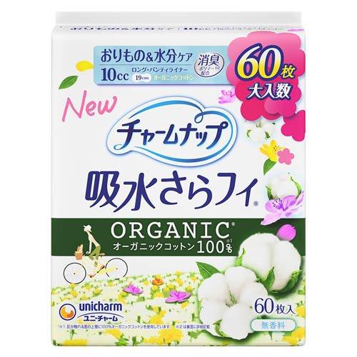 チャームナップ  吸水さらフィ オーガニックコットン おりもの&水分ケア 10CC 19cm（60枚入）