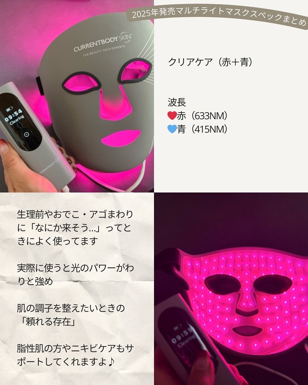 LEDマルチライトマスク/CurrentBody/美顔器・マッサージを使ったクチコミ(6枚目)