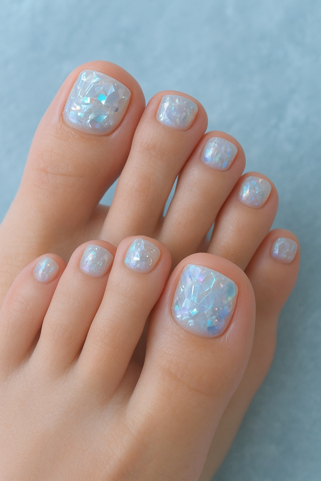 #オーロラネイル,#氷ネイル,#夏ネイル,#透明感ネイル,#フットネイル,#海映えラメネイルのネイルデザイン