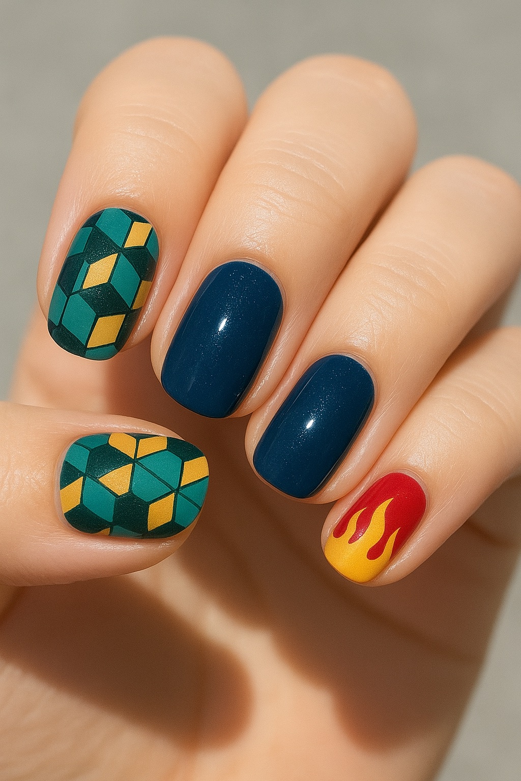 #鬼滅ネイル,#推しネイル,#水の呼吸ネイル,#青ネイル,#キャラネイル,#LIPSネイル,#海映えラメネイルのネイルデザイン