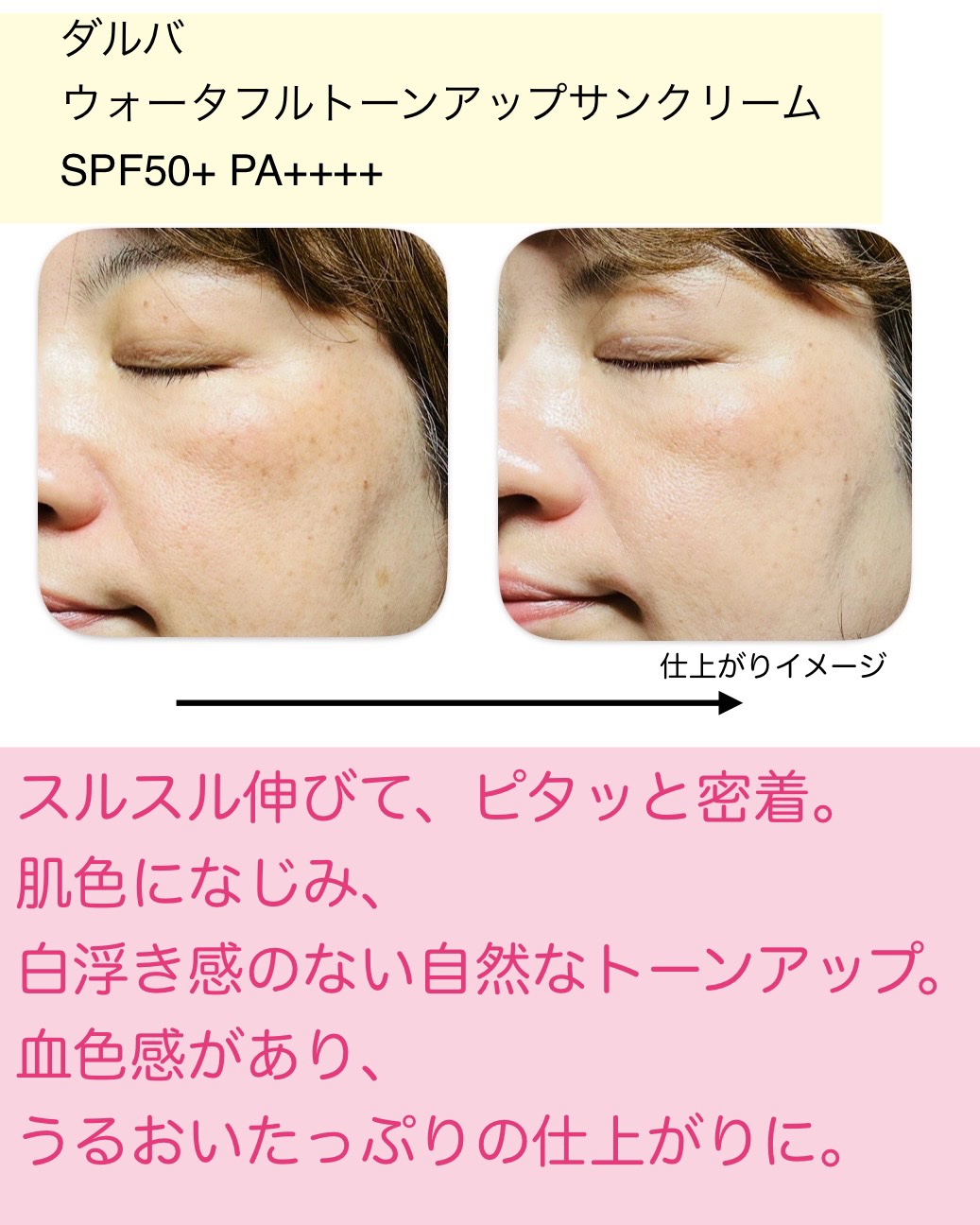 ウォータフルトーンアップサンクリーム/ダルバ/日焼け止めクリームを使ったクチコミ（3枚目）