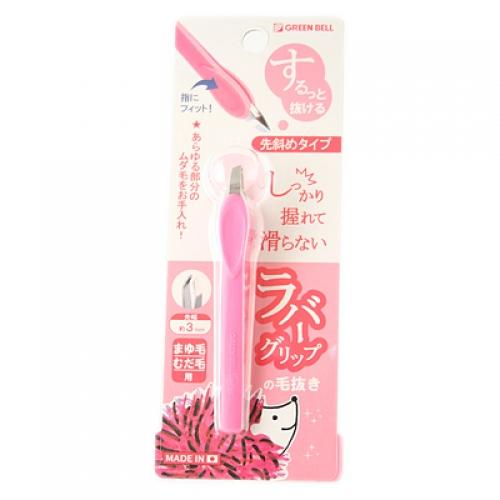 先斜め毛抜き・ラバーグリップ グリーンベル