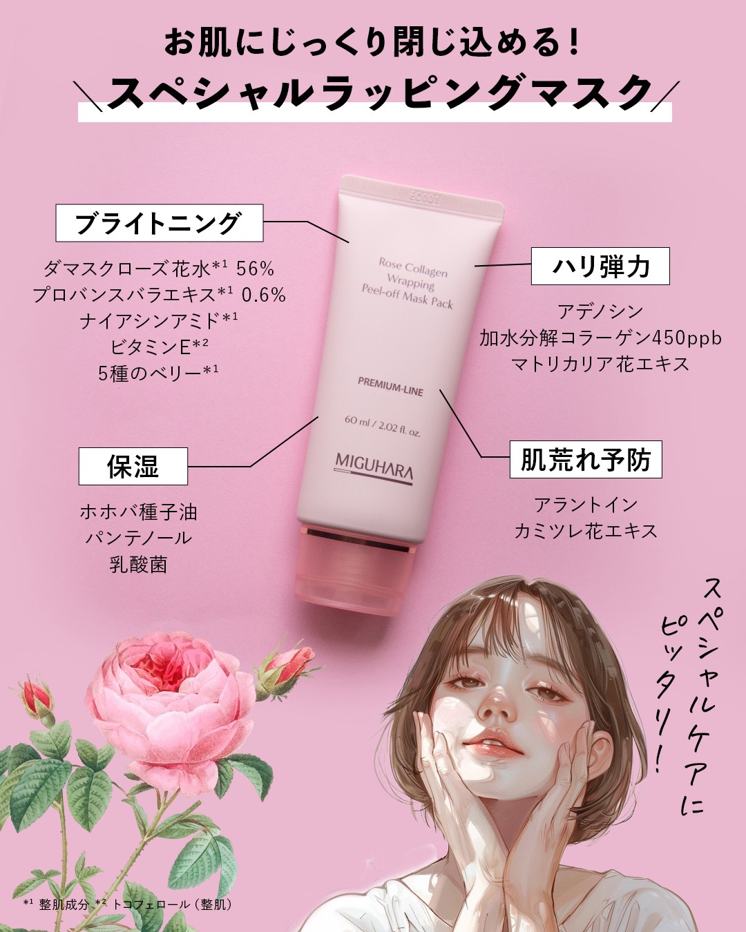 ローズコラーゲンラッピングピールオフマスクパック/MIGUHARA/洗い流すパック・マスクを使ったクチコミ（3枚目）