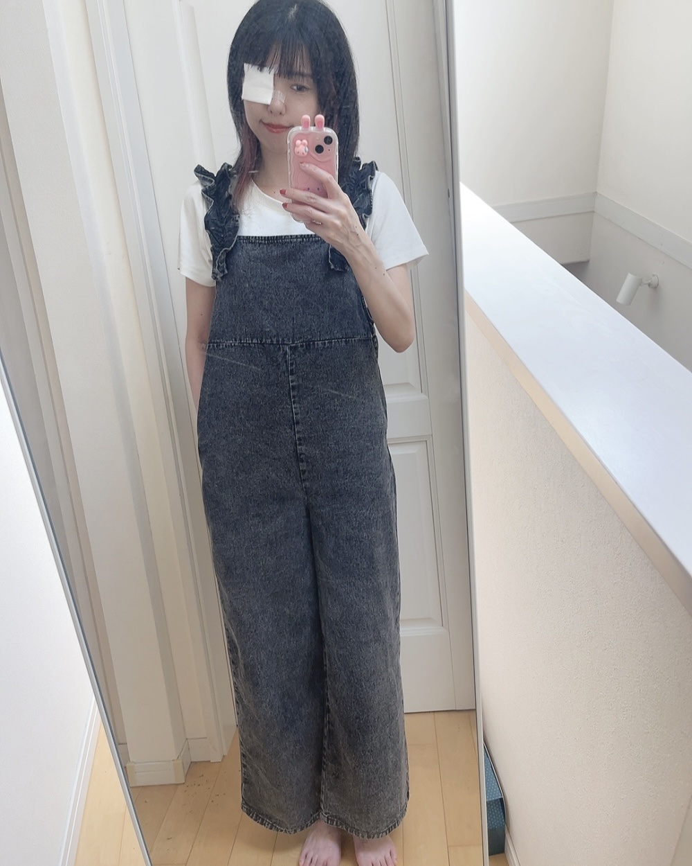ショルダーフリルバックリボンデニム オールインワン/GRL/その他を使ったクチコミ（1枚目）
