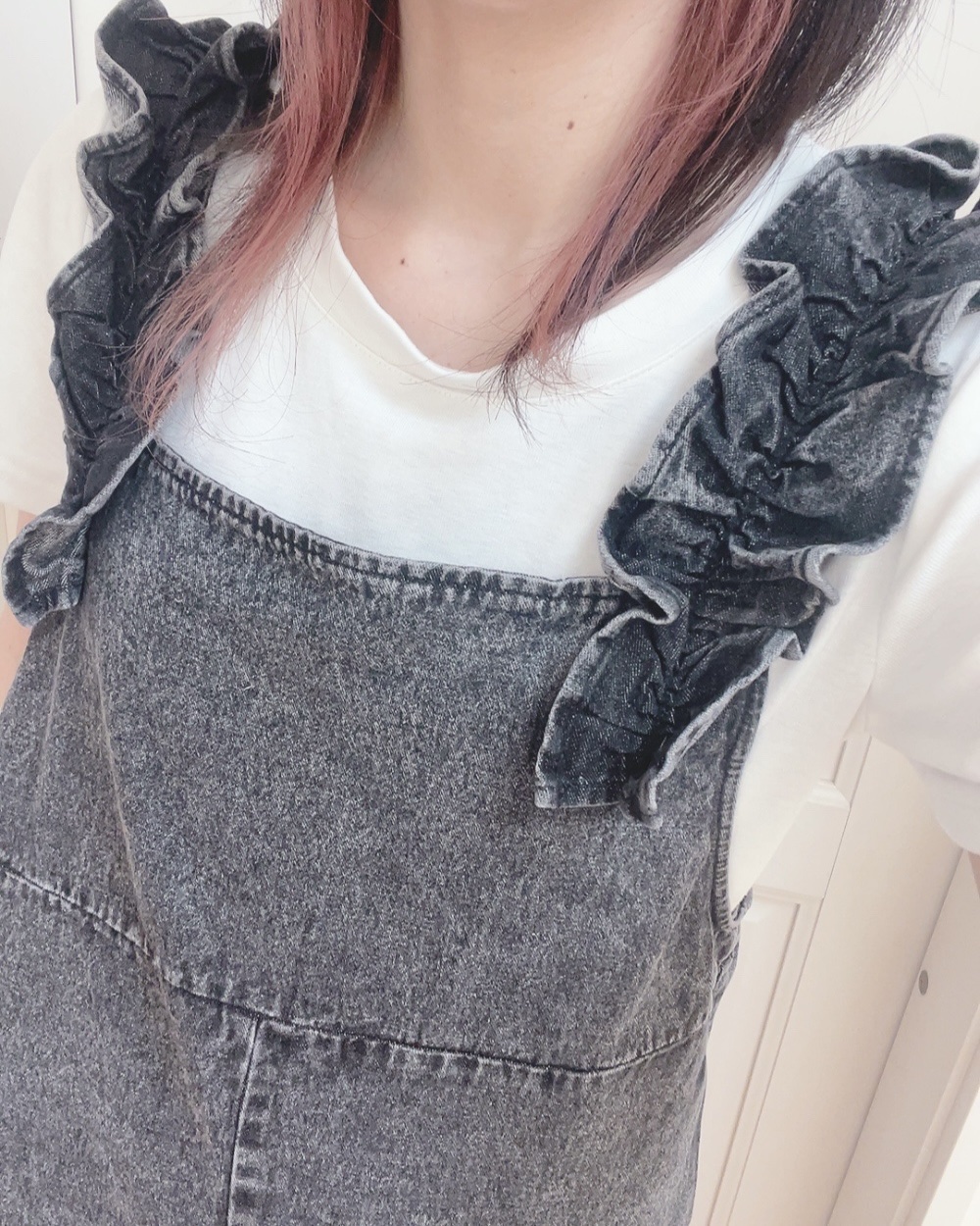 ショルダーフリルバックリボンデニム オールインワン/GRL/その他を使ったクチコミ（3枚目）